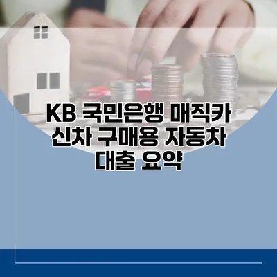 KB 국민은행 매직카 신차 구매용 자동차 대출 요약