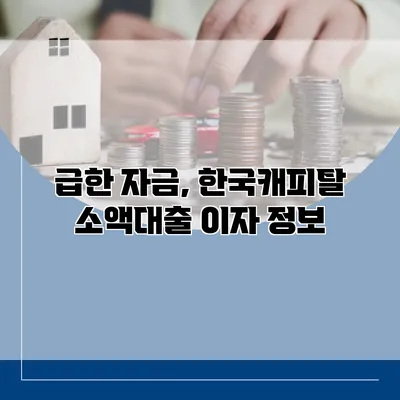 급한 자금, 한국캐피탈 소액대출 이자 정보