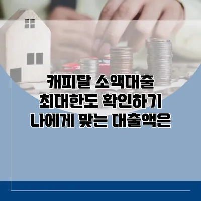 캐피탈 소액대출 최대한도 확인하기 나에게 맞는 대출액은?