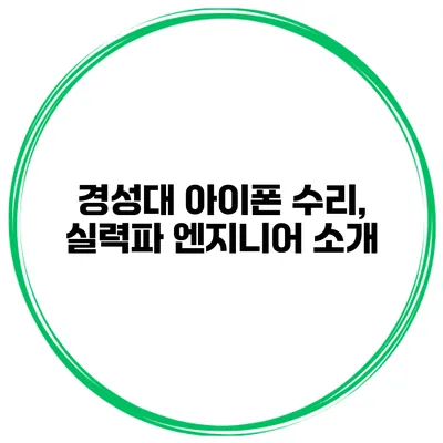 경성대 아이폰 수리, 실력파 엔지니어 소개