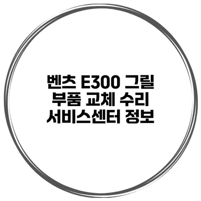 벤츠 E300 그릴 부품 교체 수리 서비스센터 정보