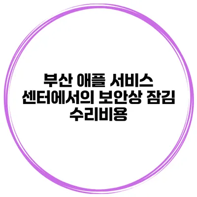 부산 애플 서비스 센터에서의 보안상 잠김 수리비용