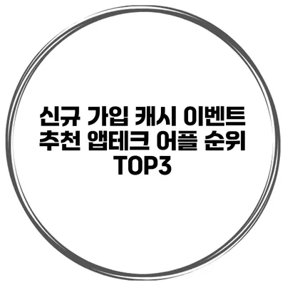 신규 가입 캐시 이벤트 추천 앱테크 어플 순위 TOP3